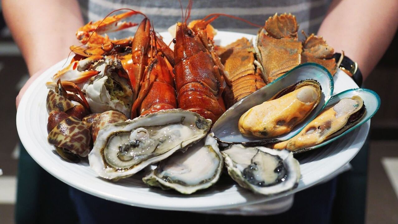 frutos do mar para aumentar a potência